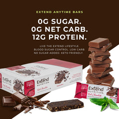 Extend Bar high protein bar nutrition label — low carb, keto friendly.