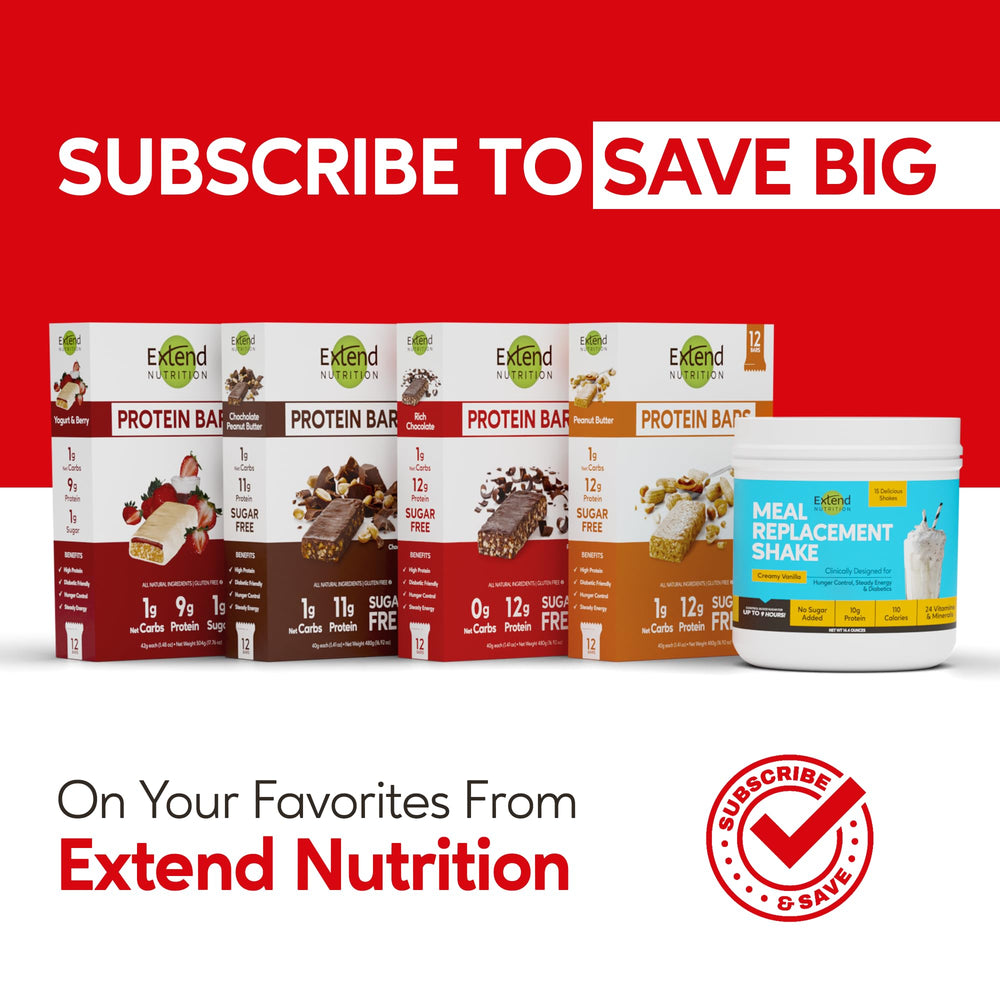 Extend Bar packaging close-up — no artificial flavors or sweeteners.