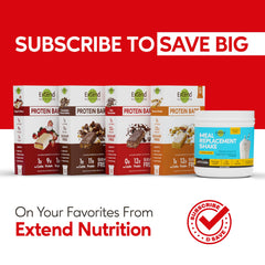 Extend Bar packaging close-up — no artificial flavors or sweeteners.