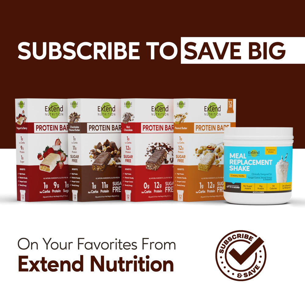 Extend Bar close-up shows satisfying texture and clean, keto-friendly snack.