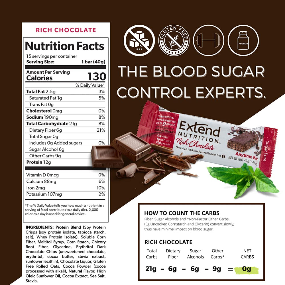 Extend Bar sugar-free protein bar front view — convenient on-the-go snack.