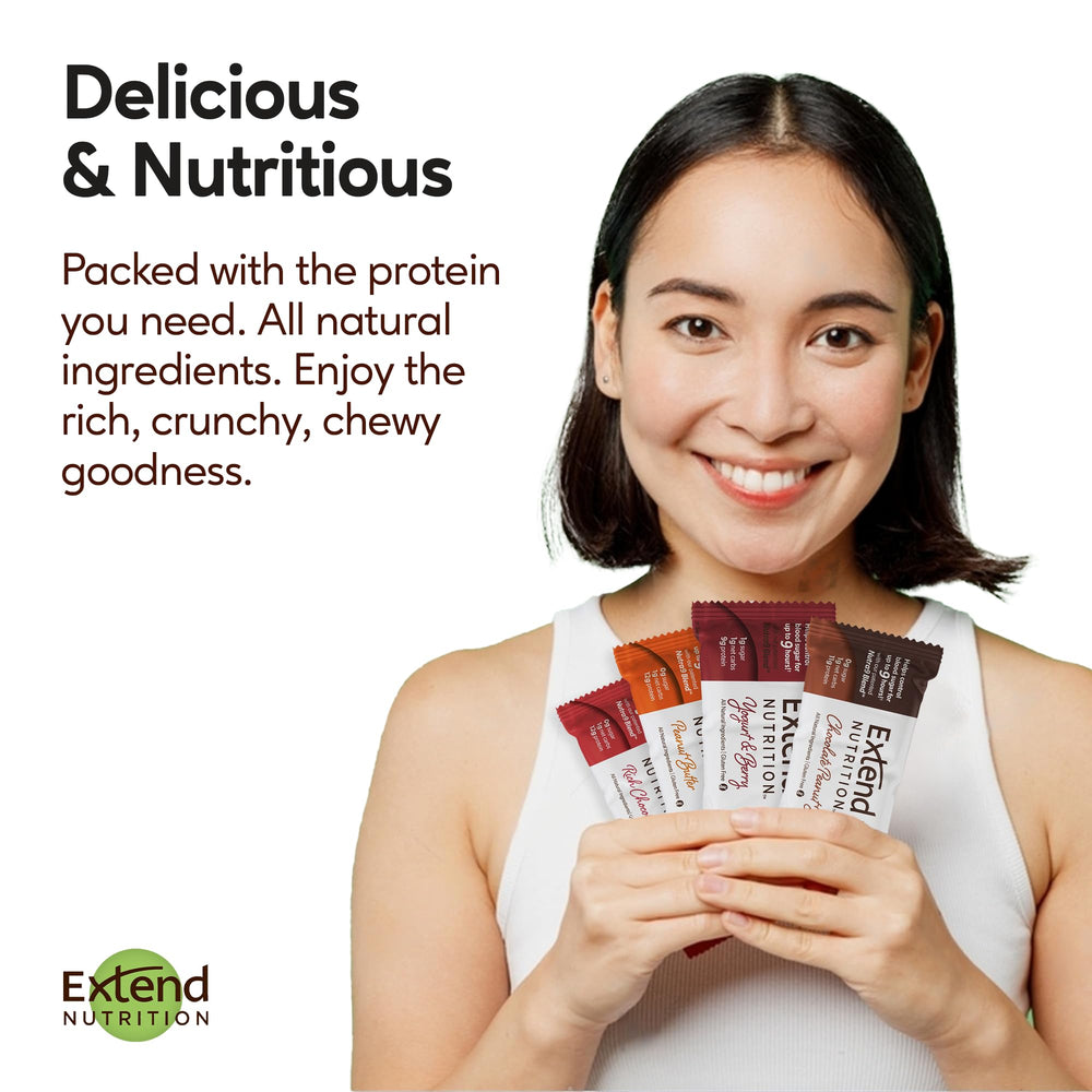 Extend Bar ingredients list highlights natural, erythritol-free composition for clean snacking.