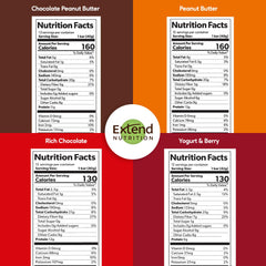 Extend Bar nutrition panel emphasizes high protein and fiber for lasting fullness.