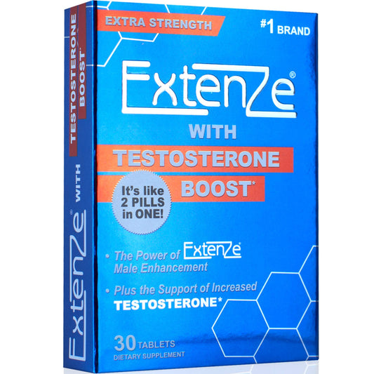 ExtenZe Testosterone Boost bottle front view for energy and vitality support.