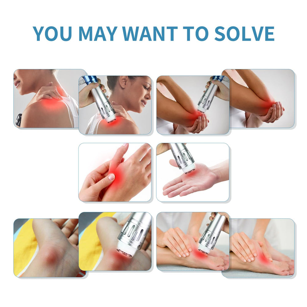 Extracorporeal Shockwave Therapy Machine used on shoulders for mobility support.