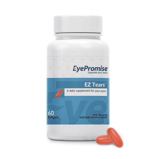 EyePromise EZ Tears softgels bottle for daily eye comfort and dryness relief.