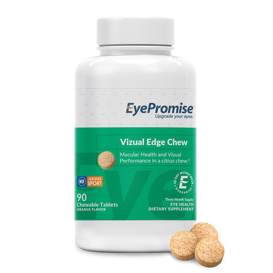 EyePromise Vizual Edge bottle with citrus chewables for daily eye support