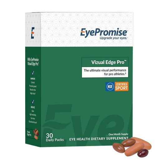 EyePromise Vizual Edge Pro packets ready for daily use, supporting a consistent eye health routine.