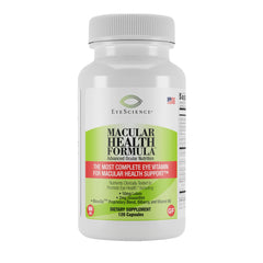 EyeScience Macular Health bottle front on a clean surface for daily eye wellness