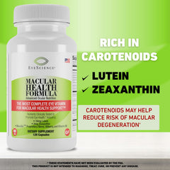 EyeScience Macular Health ingredients list including lutein and bilberry
