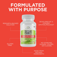 EyeScience Macular Health label detail highlighting 14 essential nutrients