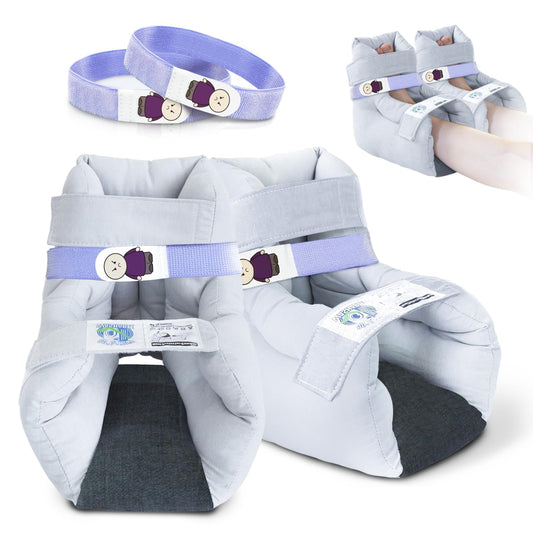 EZ Assistive heel protector gray outer view shows cushioned fit for pressure distribution.