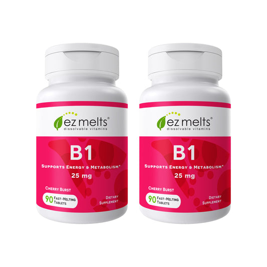 EZ Melts B1 25 mg dissolvable tablets bottle for easy daily use