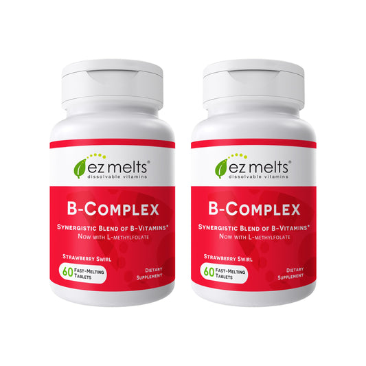 EZ Melts dissolvable B-Complex strawberry swirl pack for easy daily energy support