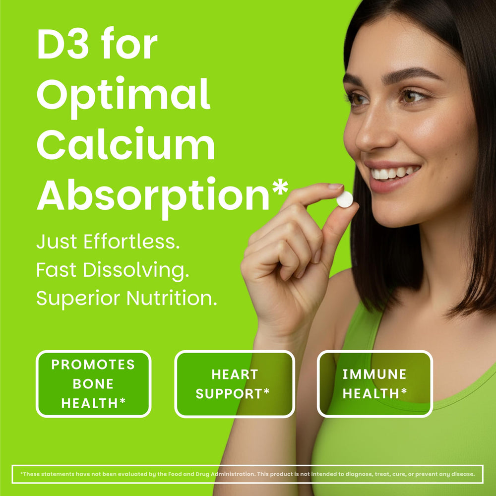 EZ Melts green apple flavor tablet dissolves in mouth for easy intake.