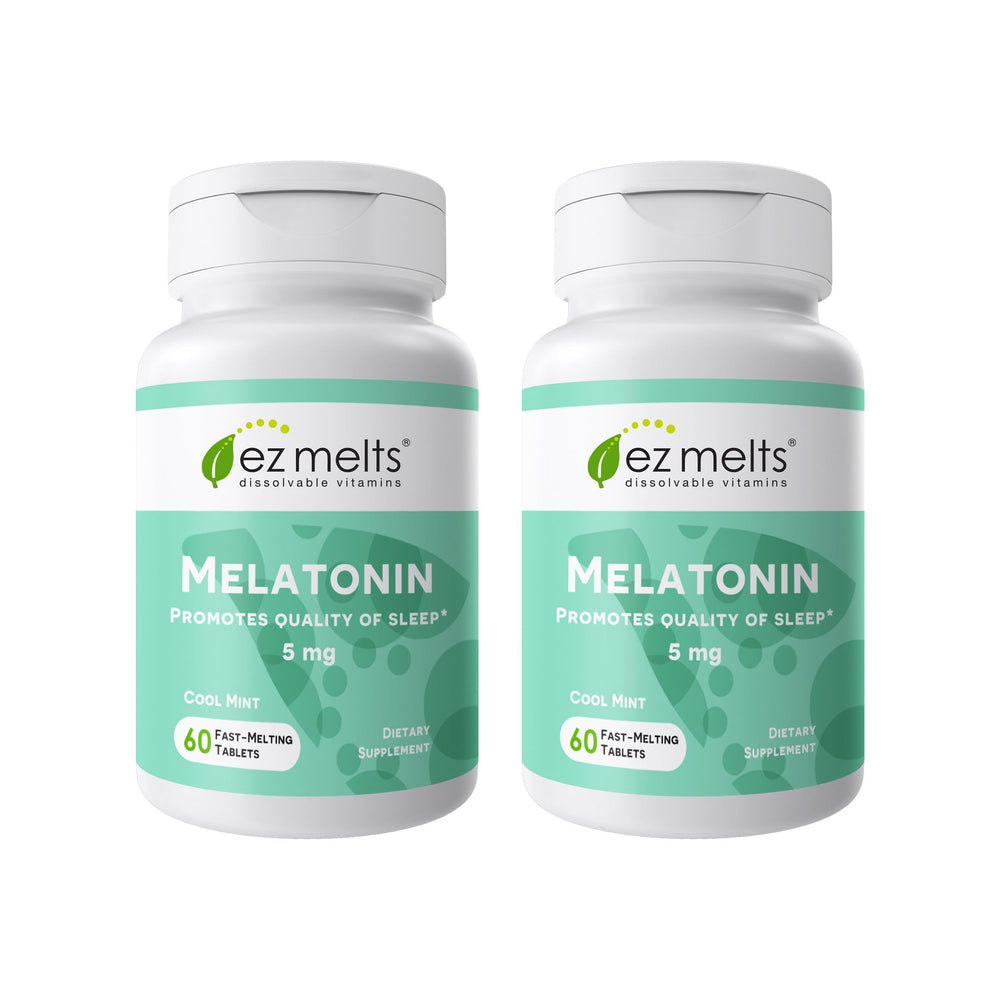EZ Melts Melatonin dissolvable tablet in cool mint for easy sleep support.