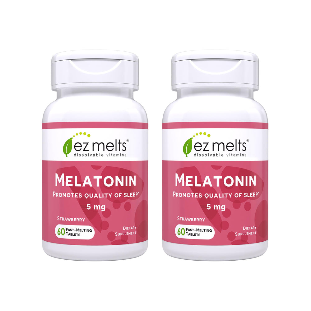 EZ Melts Melatonin strawberry tablet dissolves quickly for easy sleep support.