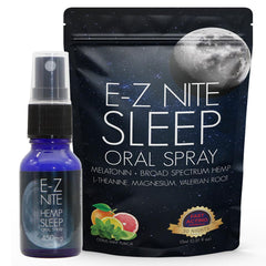 E-Z Nite hemp sleep spray front bottle, compact for easy nightly use on the go