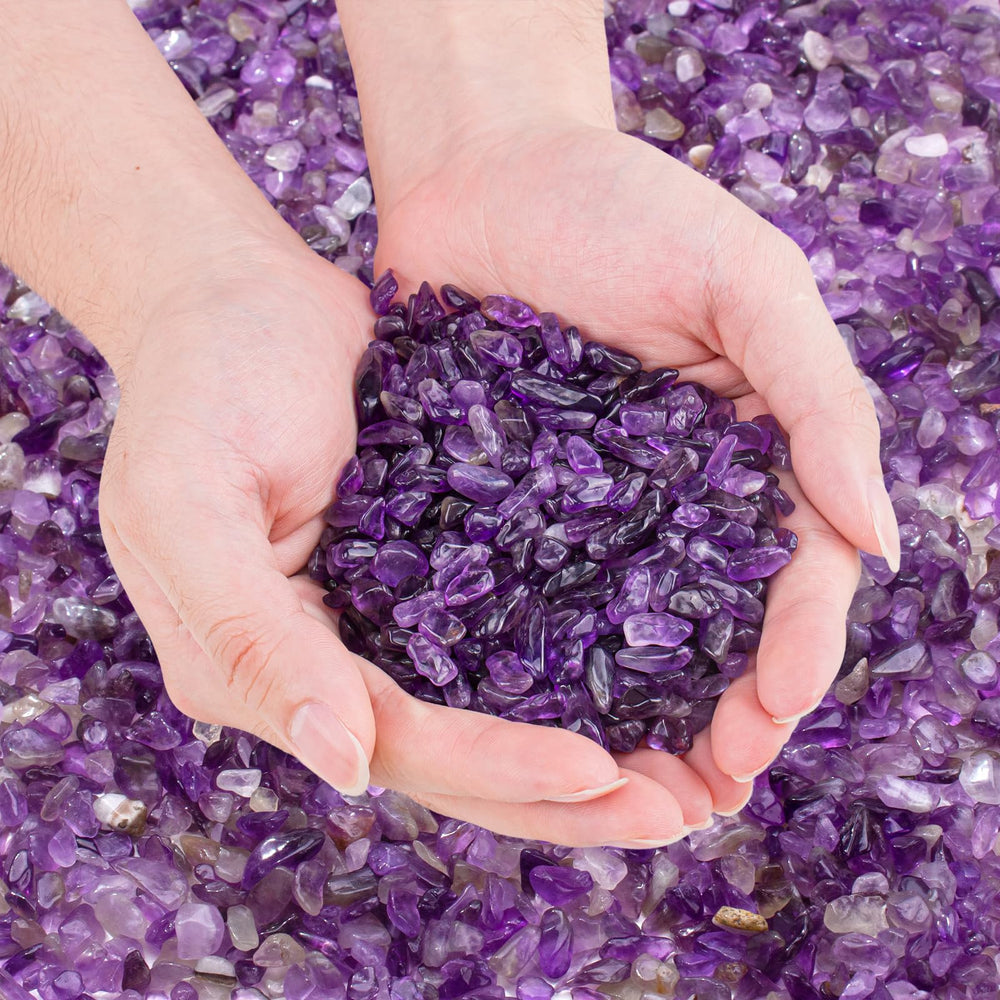 EZEELAI amethyst crystal rocks 3lb bulk for natural decor and calming ambiance