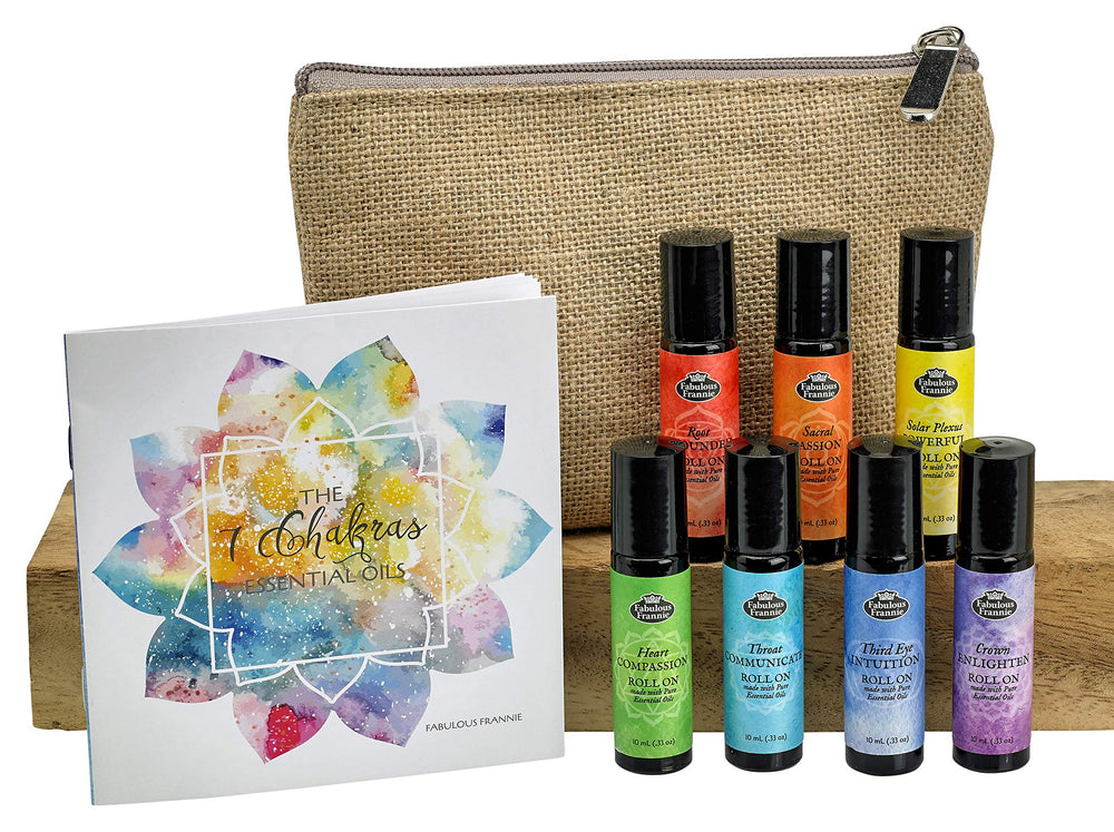 Fabulous Frannie chakra roll-on set packaging for on-the-go rituals.