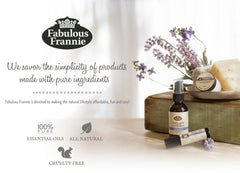 Fabulous Frannie Protect ingredient blend label closeup for natural fragrance ideas.
