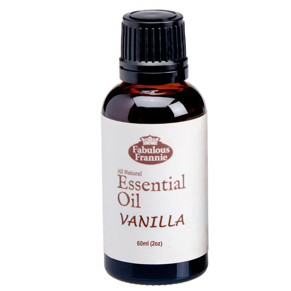 Fabulous Frannie Vanilla Essential Oil bottle, amber glass protects aroma for longer use.