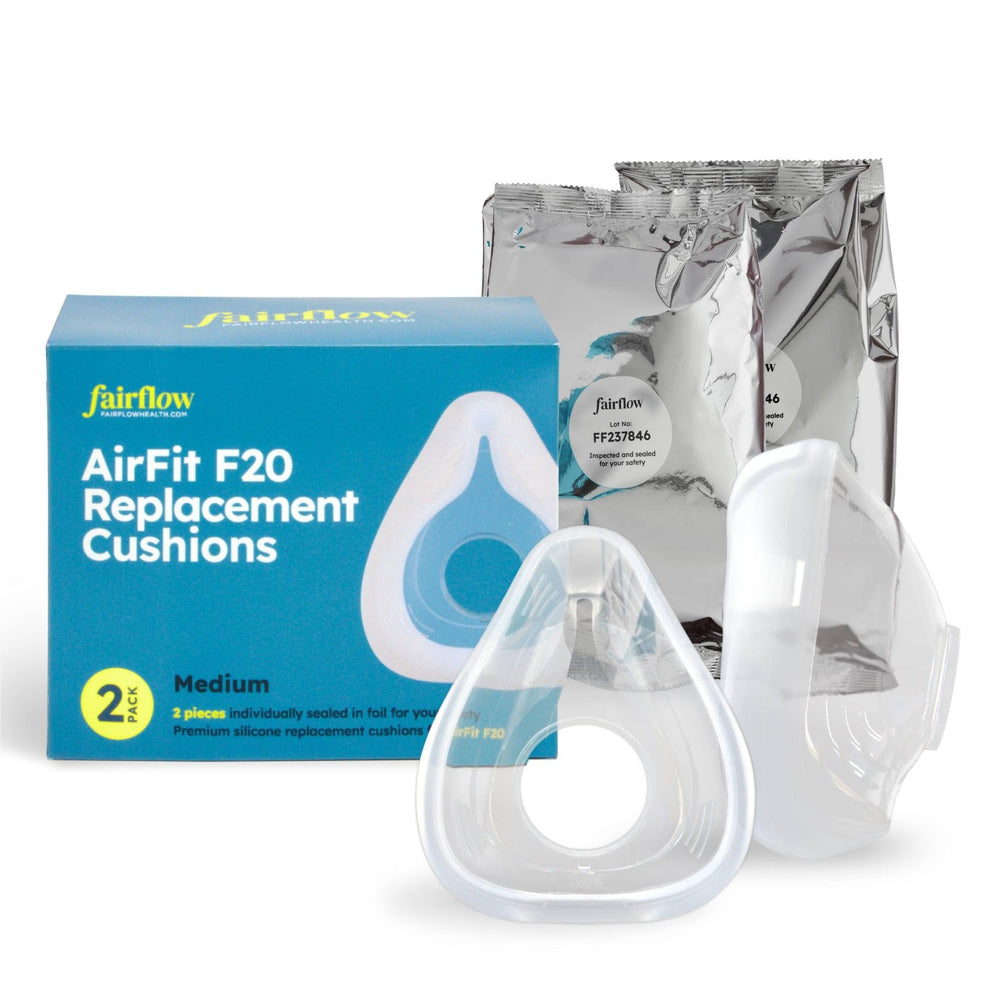 Fairflow AirFit F20 medium cushion pack, two cushions ready for a fresh seal.