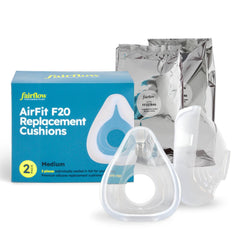 Fairflow AirFit F20 medium cushion pack, two cushions ready for a fresh seal.
