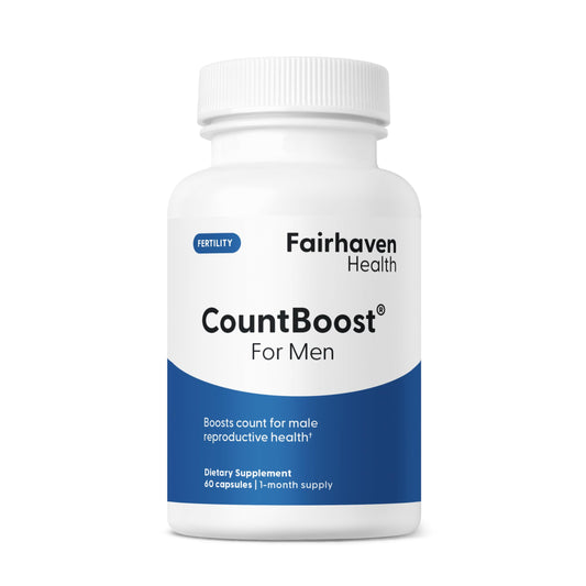 Fairhaven Health CountBoost for Men bottle front for fertility support