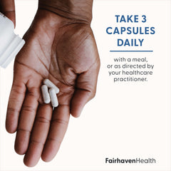Fairhaven Health FertilAid for Men label detail emphasizing essential vitamins