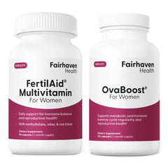 Fairhaven Health Fertilaid Women bottle highlighting herbal blend for cycle support