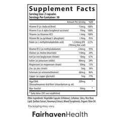 Closeup of Fairhaven Health prenatal multivitamin capsules for DHA and choline benefits