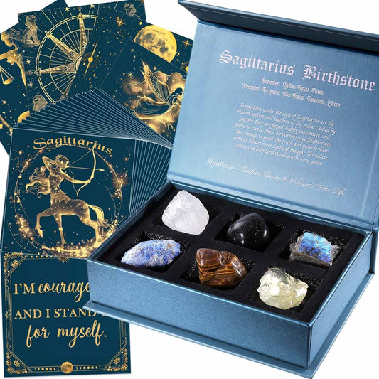 Faivykyd Sagittarius crystals in a tidy gift set for zodiac energy