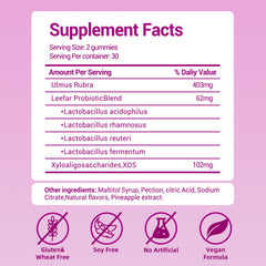 Faizalybova Juicy Feminine Probiotics gummies closeup highlights tropical pineapple flavor.