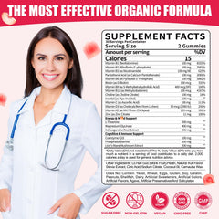 Fajeckma B-100 gummies label detail emphasizes bioactive B vitamins.