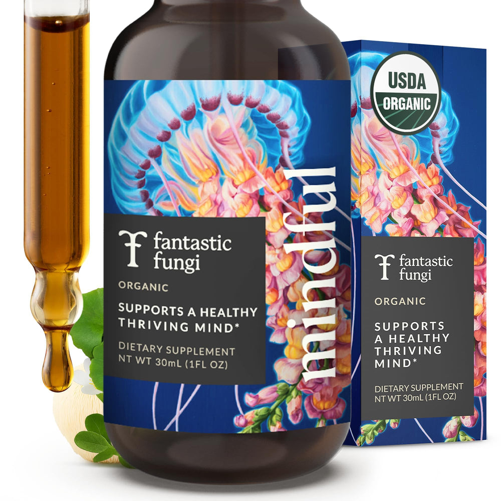 Fantastic Fungi Mindful Elixir dropper bottle for daily focus and clarity