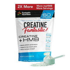 Fantastic Nutrition Creatine HMB bottle front highlights Creapure purity for athletic support.