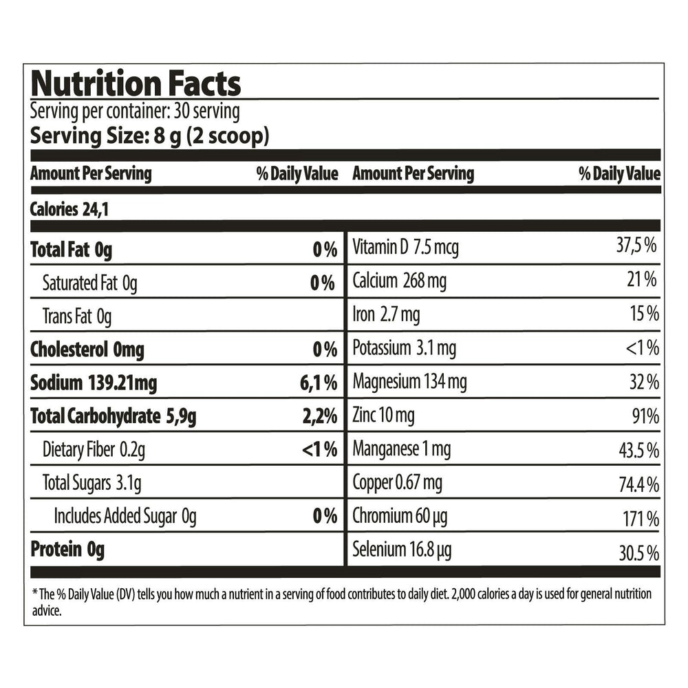 Farmasi Nutriplus Restore bottle back with nutrition facts and vegan-friendly claim.