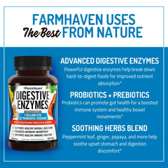 FarmHaven Digestive Enzymes made in USA badge communicates safety and quality.