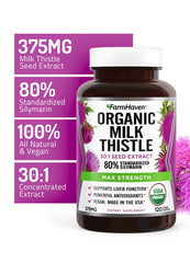 FarmHaven USDA Organic Silymarin 80 percent seal indicating potency