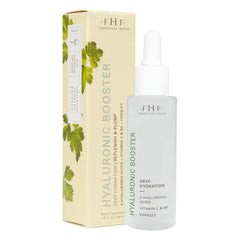 FarmHouse Fresh Hyaluronic Booster bottle close-up showing a hydration-ready glow