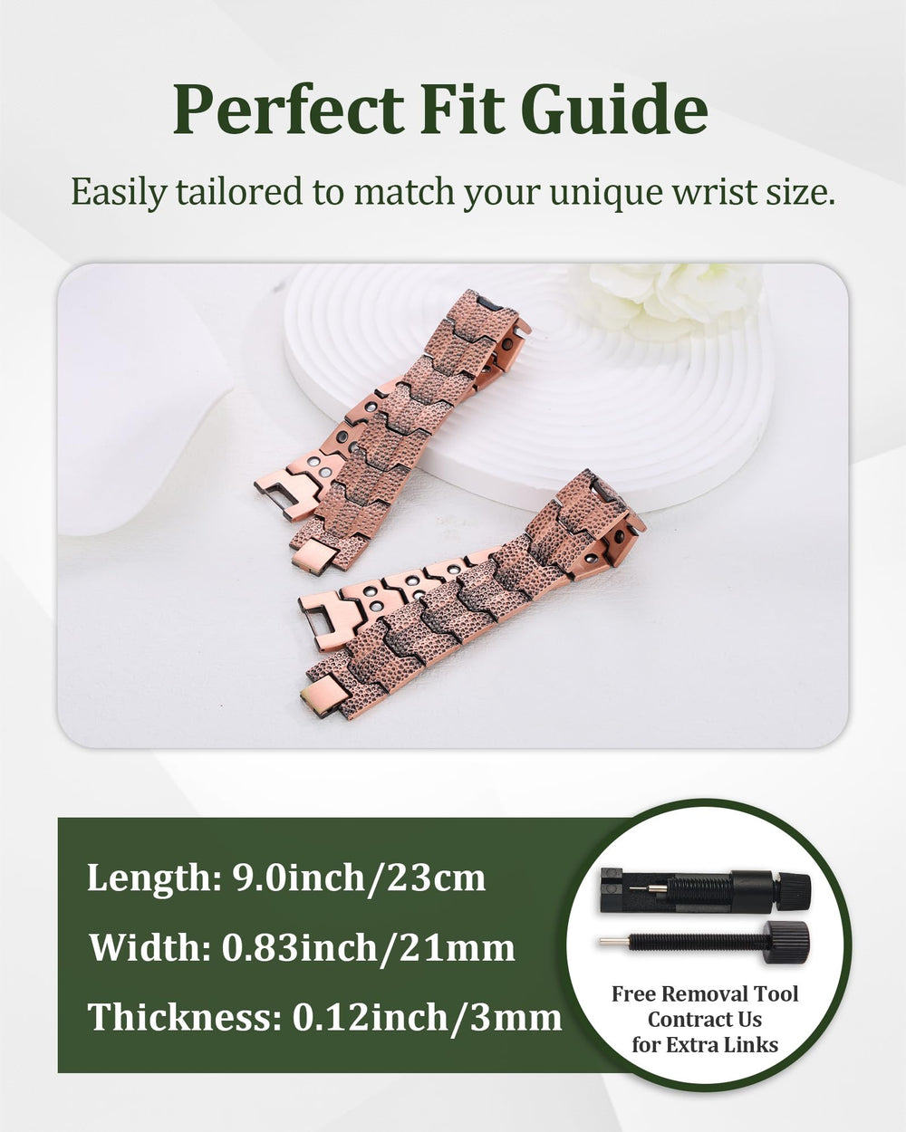 Fashtour 3X copper bracelet hammered texture close-up emphasizing rugged handcrafted appeal