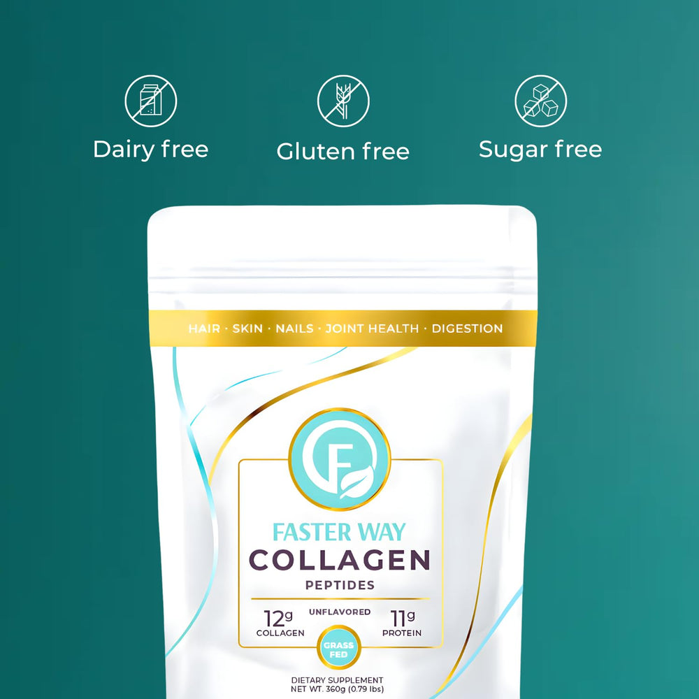 FASTer Way Collagen Peptides scoop blends quickly into coffee or smoothies
