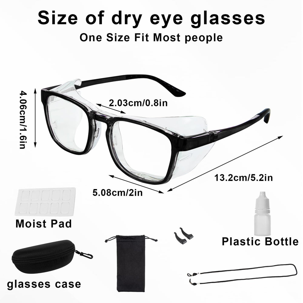 FDFuZhao moisture chamber glasses close-up showing hydration around the eyes.