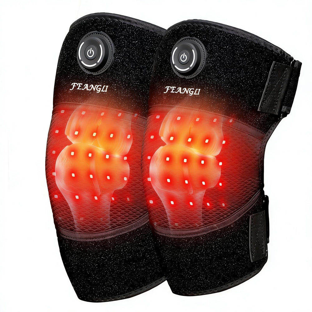 Feangli red light knee brace front view for targeted pain relief and mobility support.