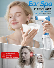 Featjoy ear wax flushing system reaching deep into crevices.