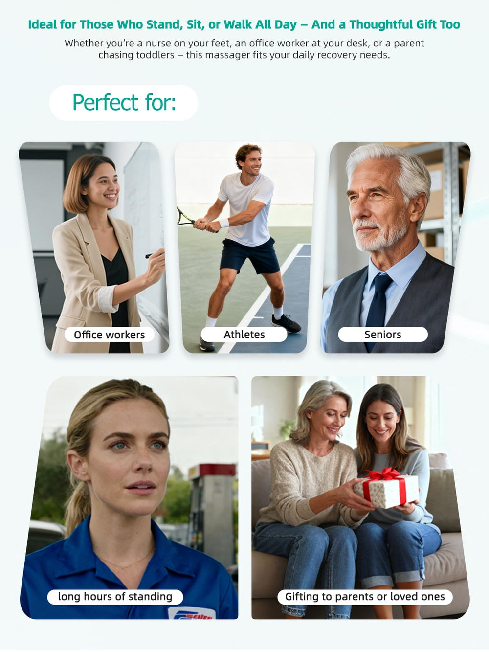 FEEJOY Leg Massager ideal for work-from-home and daily recovery rituals.