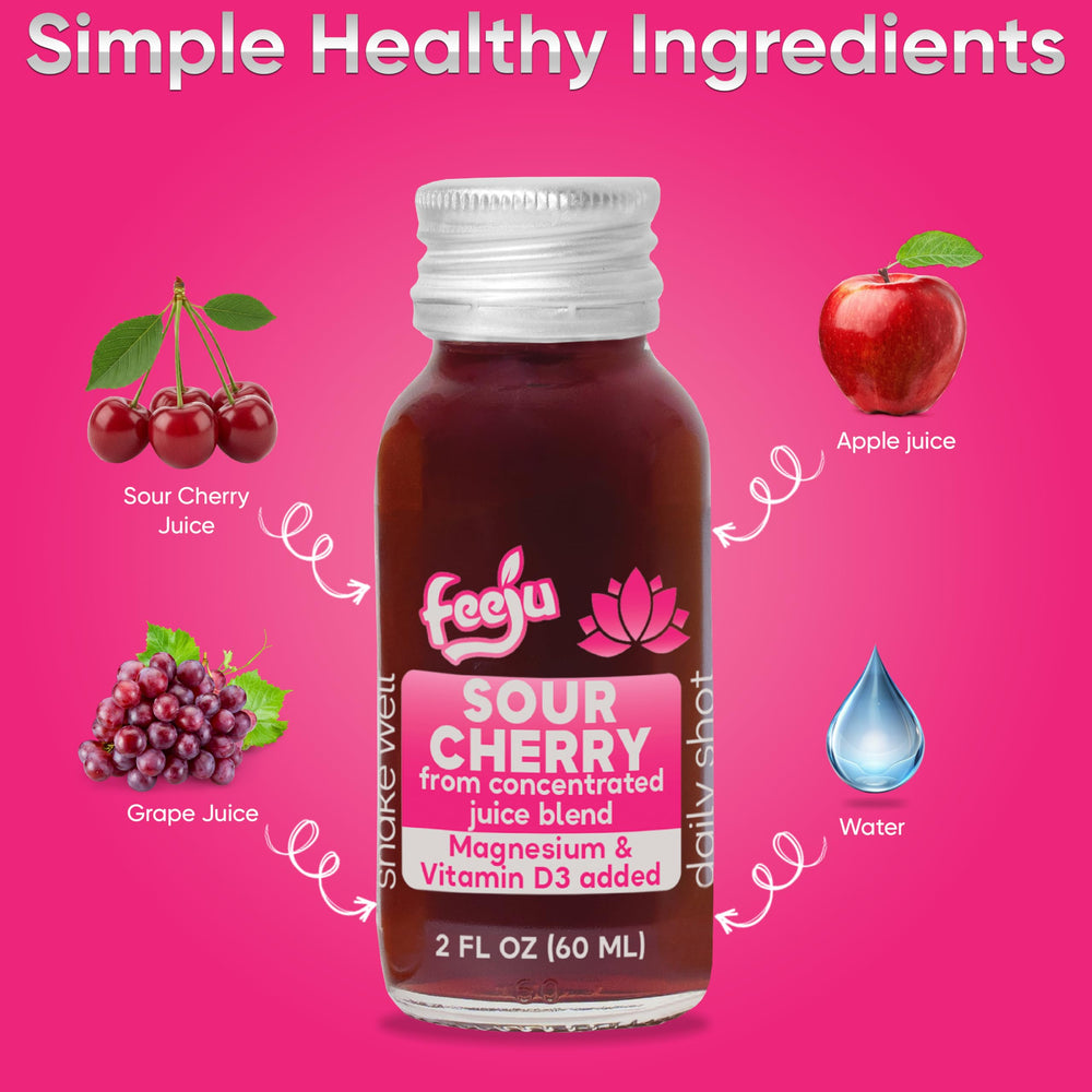 Ingredients blend of sour cherry, apple, and grape in clear Feeju liquid.