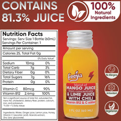 Feeju Mango Nectar Blend label close-up showcases natural fruit flavors for a flavorful pick-me-up.