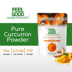 Feel Good 95 Curcuminoids powder closeup shows vibrant color and potency.